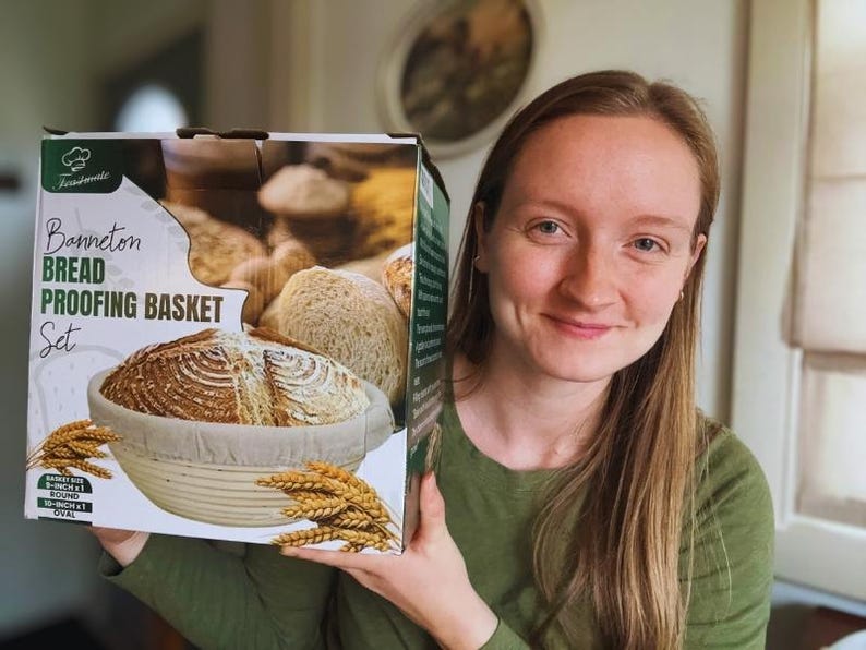 Sourdough Starter Kit | Bread Lame, Rattan Basket, Jar - Mothers Day, Kitchen Decor, Bakers Gift image 10