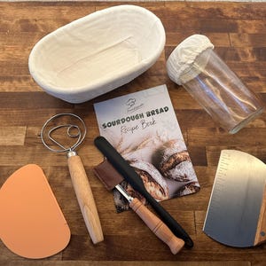 Sourdough Starter Kit | Bread Lame, Rattan Basket, Jar - Mothers Day, Kitchen Decor, Bakers Gift image 9