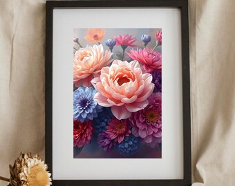 Elegant Floral Wall Art Poster: Blooming Flower Print (Digital Download)