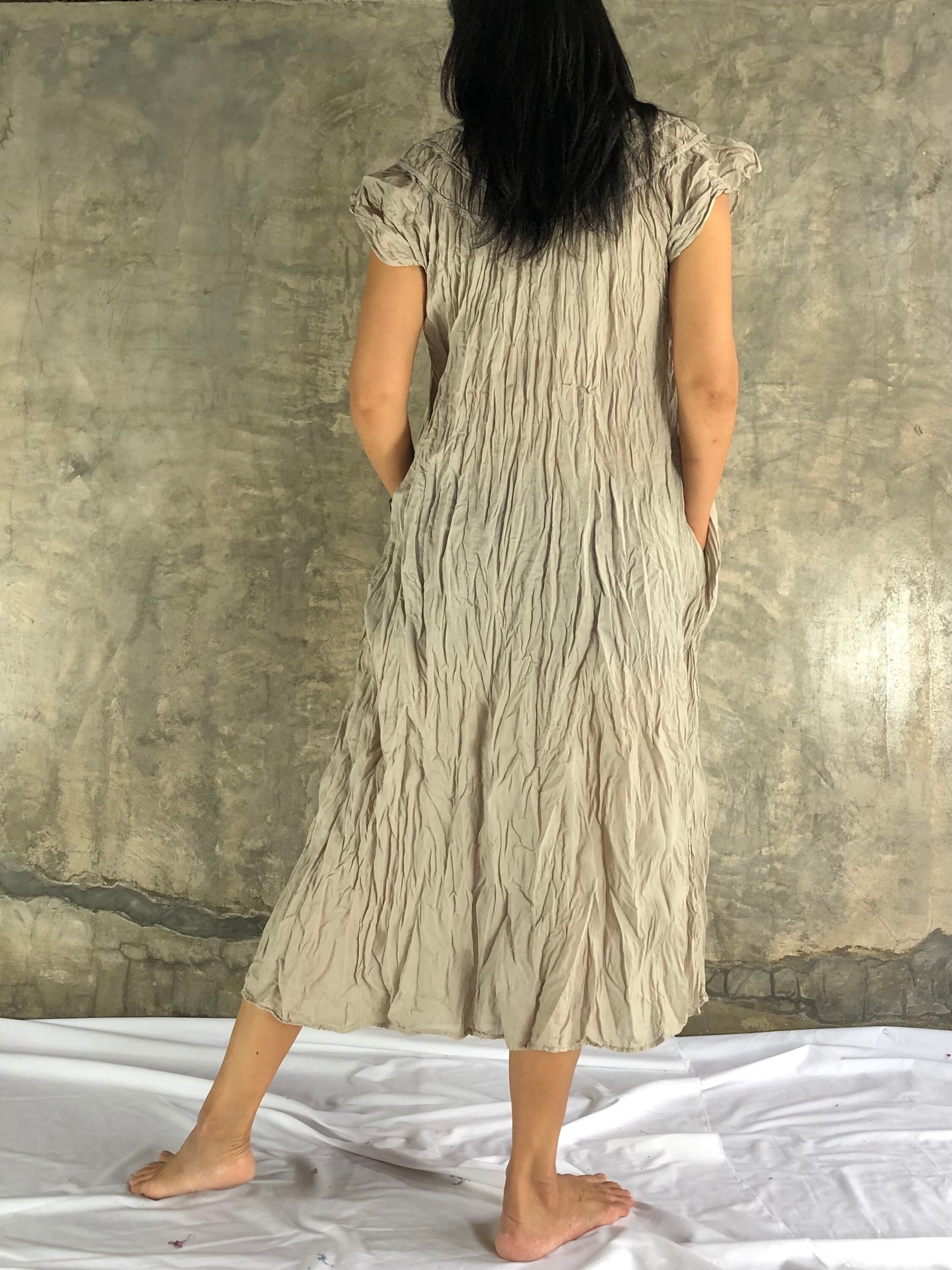 Cap Sleeve Summer Sundress with Pockets in Smoke Grey Loose Etsy