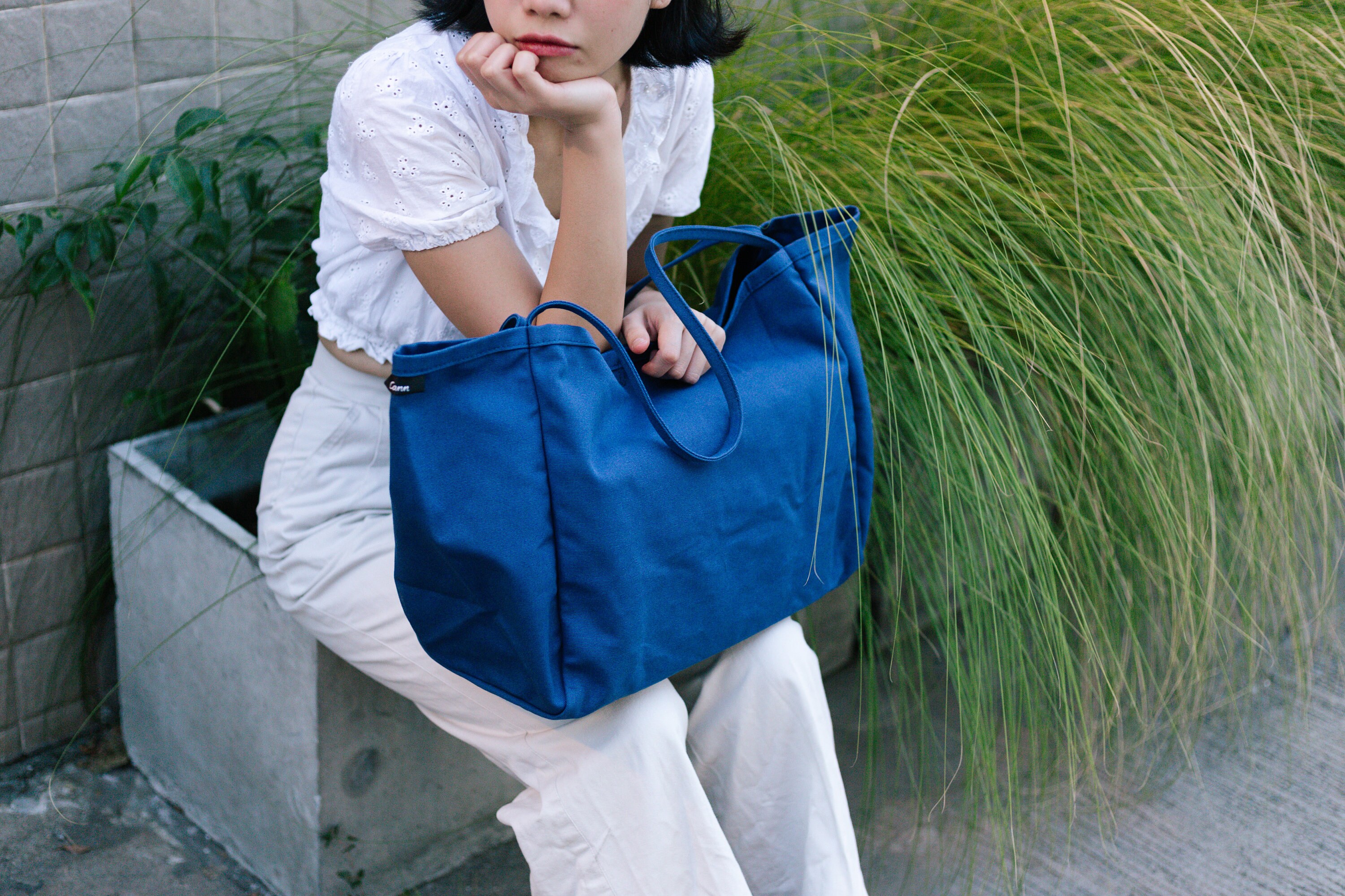 MARKET BAG in Ink Blue Large Canvas Tote Bag Etsy