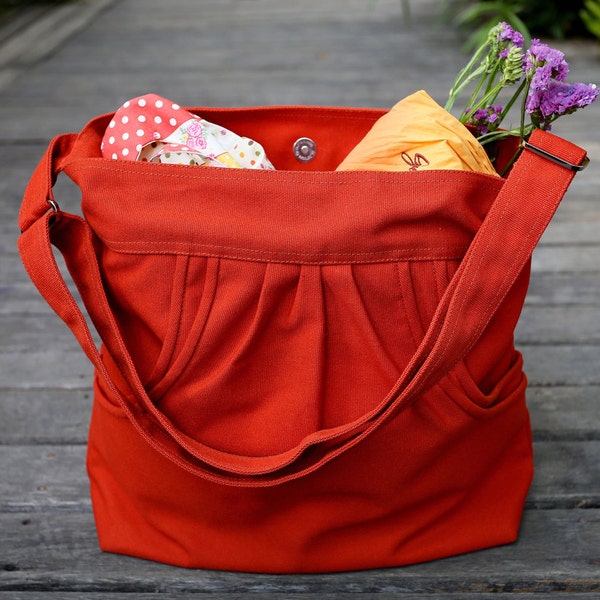 FERN / Burnt Orange / Lined with Beige / Ship in 3 days // Messenger / Diaper bag / Shoulder bag / Tote bag / Purse / Gym bag