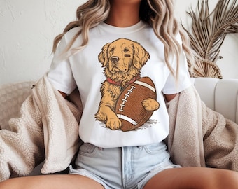 Golden Retriever Holding Football Shirt