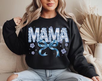 Mama Blue Bow Sweatshirt