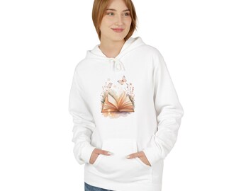 Bluza z kapturem dla moli książkowych - Cozy Book Lover / wysokiej jakości bluza z kapturem z kwiatami i otwartą książką / prezent dla miłośników książek