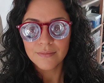 Occhiali da donna steampunk rari, super resistenti, per miopia, oggetto da collezione per giochi di ruolo -60 dpt