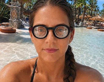 Gafas estilo Steampunk raras, súper resistentes, pequeñas, de índice bajo, para miopía, unisex, estilo retro "montura llamativa", artículo de colección para juegos de rol - dpt