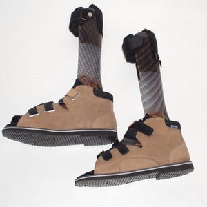 rare pair small leg braces AFO callipers with orthopedic shoes Beinschiene steampunk left and right