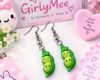 Kawaii Peas in Pod Earrings, Jewelry for Girls and Women