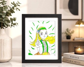 5x7 Framed- Dragon Quest XI Serena Fanart Photo Drawn by Hand