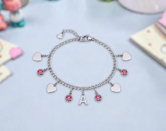Custom Name Initial Bracelet Chain for girls and women Kawaii Jewelry Stainless Charms Handmade