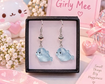 Kawaii Seal Earrings, Jewelry for Girls and Women