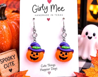 Halloween Jewelry Spooky Pumpkin Jack o Lantern Earrings for girls and women