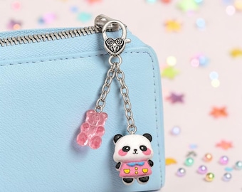 Kawaii Panda Gummy Bear Zipper Pull Charm Girl Gifts Teen Jewelry