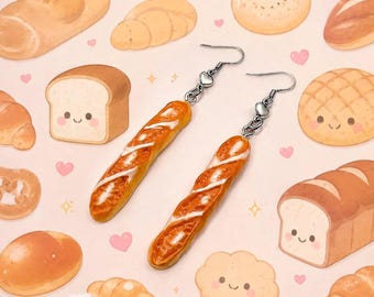 Kawaii Bread Loaf Dangle Earrings, jewelry for girls and women