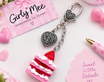Kawaii  Strawberry Cake Zipper Pull Bag Purse Charm Girl Gifts Teen Jewelry