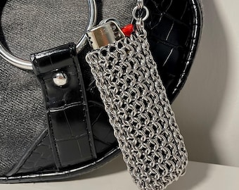 Chainmail Lighter Case – Gothic Stainless Steel Lighter Holder & Keychain Pouch