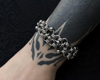 Gravitas Bracelet - Handmade Stainless Steel Chainmail Bracelet - Gothic Industrial Jewelry