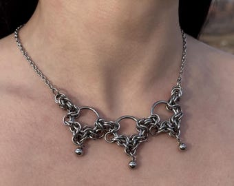 TRINE Chainmail Necklace – Handmade Stainless Steel Statement Necklace