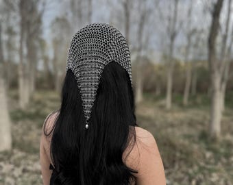 Handmade Stainless Steel Chainmail Headpiece – Medieval Armor Hood