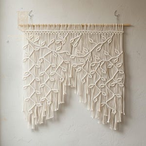 Handmade Macrame Leaf Tapestry, Boho Door Curtain