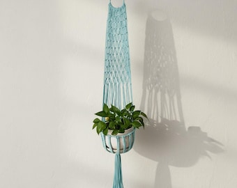 Macrame Plant Wall Hanging, Boho Woven Basket Planter Holder, Handmade Indoor Garden Decor, Minimalist Wall Accent