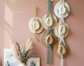 Boho Makramee Baseballkappenhalter, Hutablage aus Baumwollseil, Hutaufbewahrung für den Schlafzimmereingang