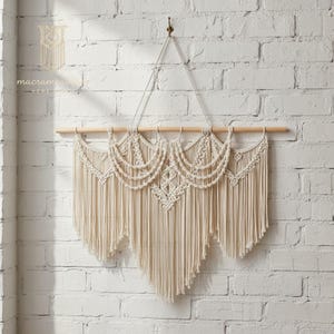 XL Makramé Väggbonad Boho Chic Bröllopsbakgrund, Extra Stor Gobeläng Av Bomullsrep, Handgjord Neutral Heminredning För Evenemang & Studio