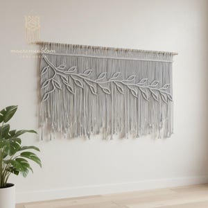 Macrame Leaf Window Curtain, Boho Valance, Nordic Minimalist Doorway Tapestry, Handmade Green Leaves Wall Hanging, Boho Window Covering