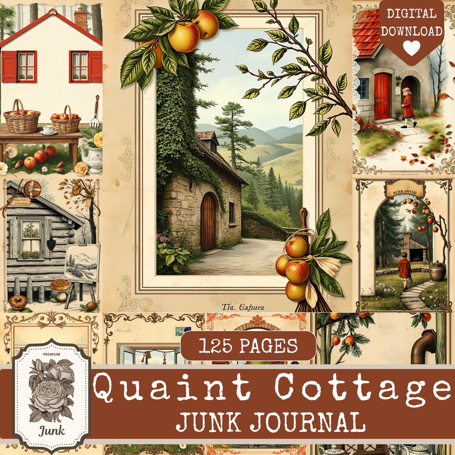 Quaint Cottage Junk Journal Kit, Cottagecore Junk Journal Supplies, Kit ...