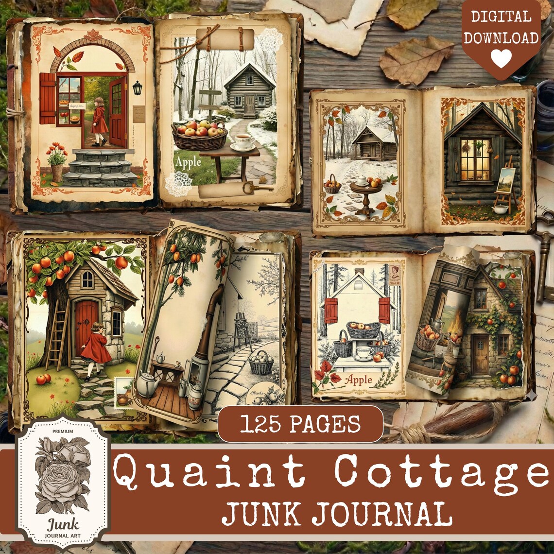 Quaint Cottage Junk Journal Kit, Cottagecore Junk Journal Supplies, Kit ...