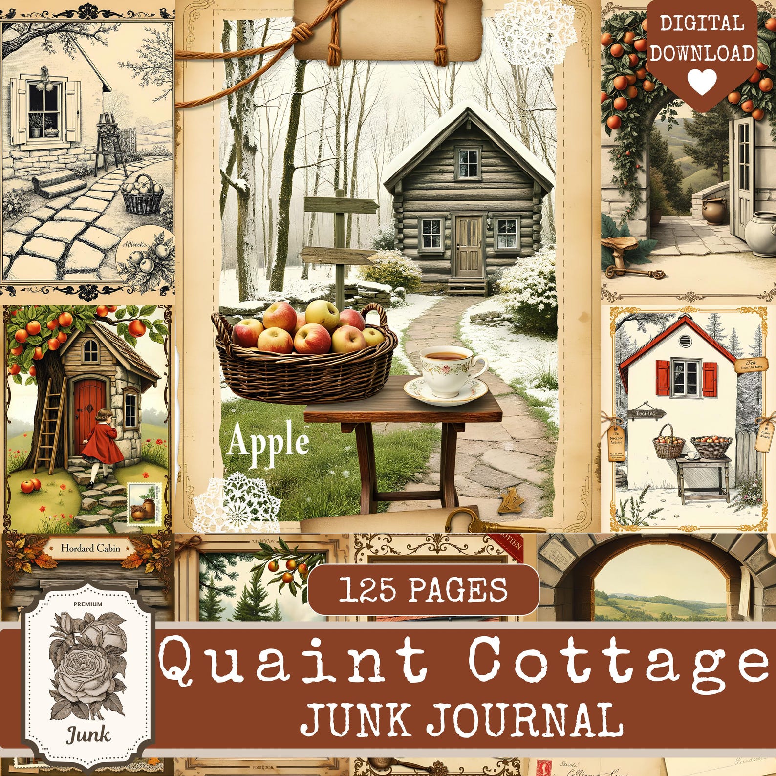Quaint Cottage Junk Journal Kit, Cottagecore Junk Journal Supplies, Kit ...