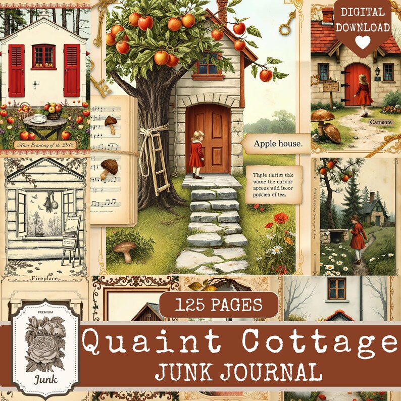 Quaint Cottage Junk Journal Kit, Cottagecore Junk Journal Supplies, Kit ...