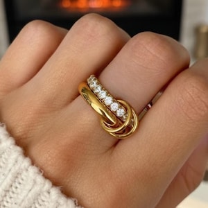 The Bali Bliss Ring - Waterproof 18k Gold Plated Stainless Steel Ring, Stackable Ring, Non-Tarnishing Gold Ring for her, Valentine's Gift