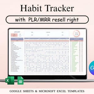 Hoja de cálculo de seguimiento de hábitos PLR: creación de rutinas diarias y mensuales