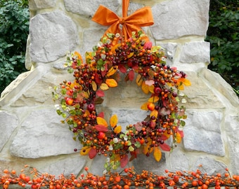 Autumn Berry Wreath - Fall Wreath - Thanksgiving Wreath
