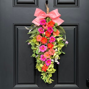 Spring Wreath - Spring Door Swag - Spring Teardrop - Summer Wreath