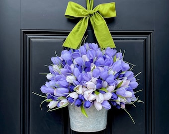 Tulip Bucket - Tulip Basket - Tulip Wreath - Purple Wreath