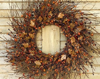Fall Wreath - Primitive Wreath -  Acorn Wreath - Fall Farmhouse Wreath