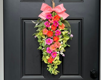 Spring Wreath - Spring Door Swag - Spring Teardrop - Summer Wreath