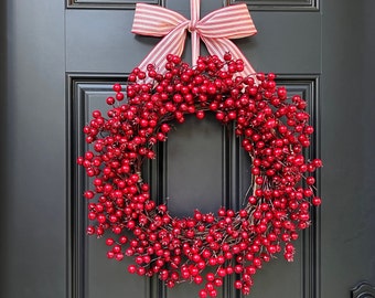 Red Berry Christmas Wreath - Weatherproof Red Wreath - Christmas Wreath - Waterproof Wreath - Holiday Wreath