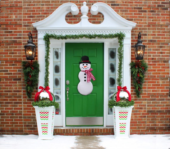 Snowman Door Hanger Boy or Girl Christmas Wreath Holiday | Etsy