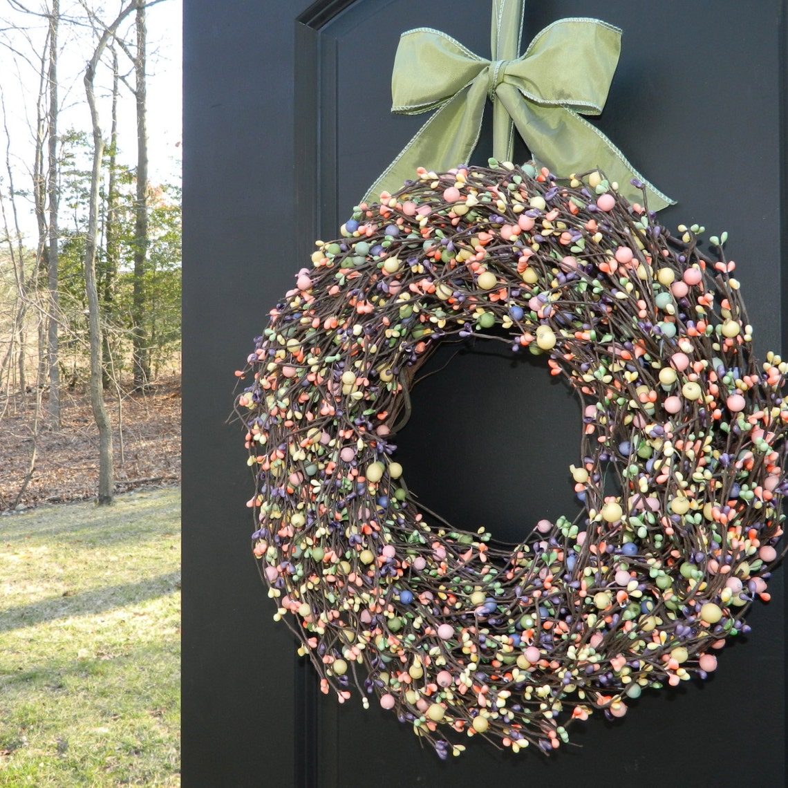 Spring Wreath Outdoor Wreath Berry Wreath Easter Wreath Etsy