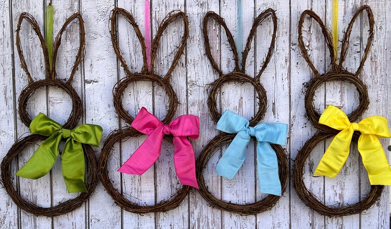 Original Bunny Wreath Spring Wreath Easter Decoration Front Door Bunny Wreath image 3