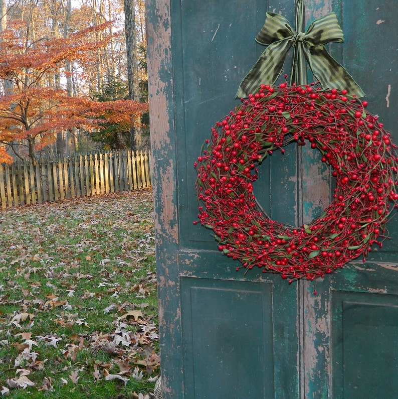 Red Berry Wreath Berry Wreath Choose Bow Red Wreath Christmas Wreath