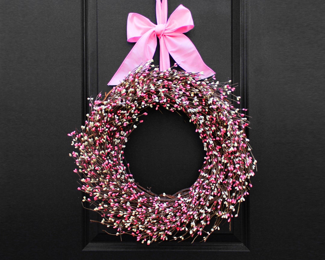 Spring Wreath  Pink Wreath  Berry Wreath  Easter Wreath