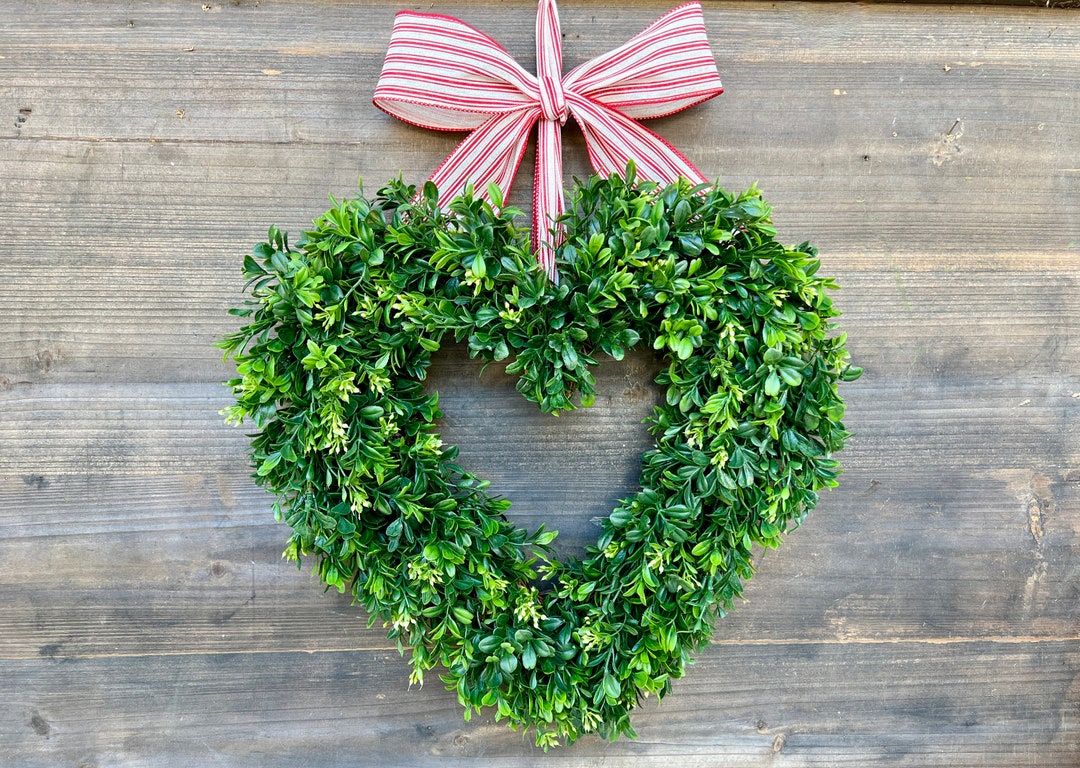 Valentine's Day Wreath  Boxwood Heart Wreath  Farmhouse