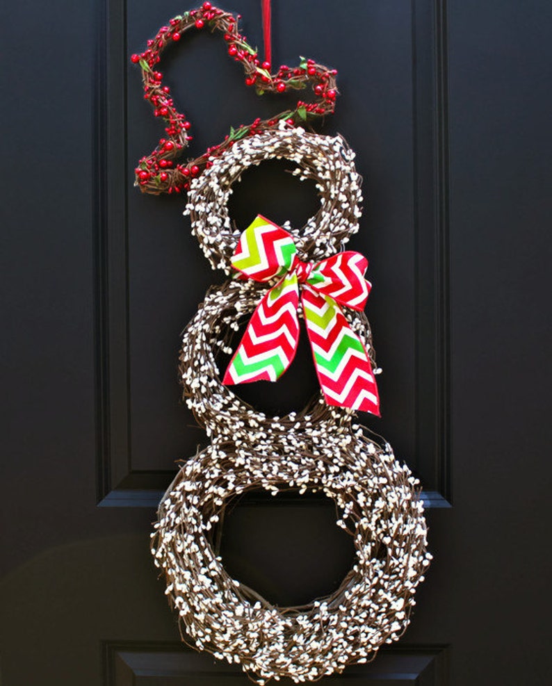 Snowman Wreath Christmas Wreath Chevron Wreath Snowmen Wreath Winter Wreath
