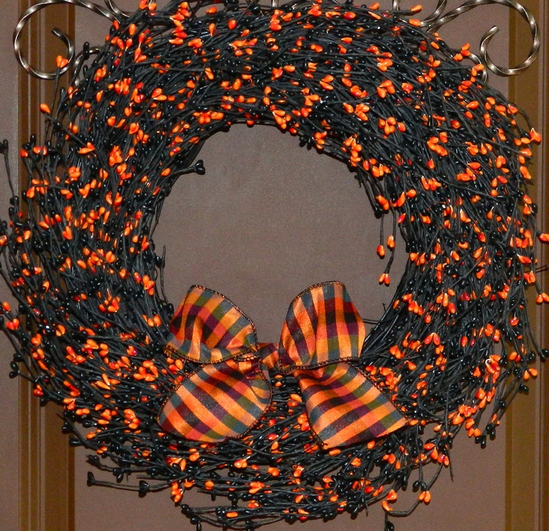 Halloween Wreath Halloween Door Decoration Black Wreath Etsy