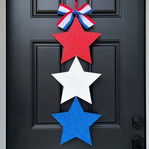 Patriotic Door Decor - Glitter Star Wreath - Fourth of July  Door Hanger - 4th of July Wreath Alternative - Stars and Stripes Wreath